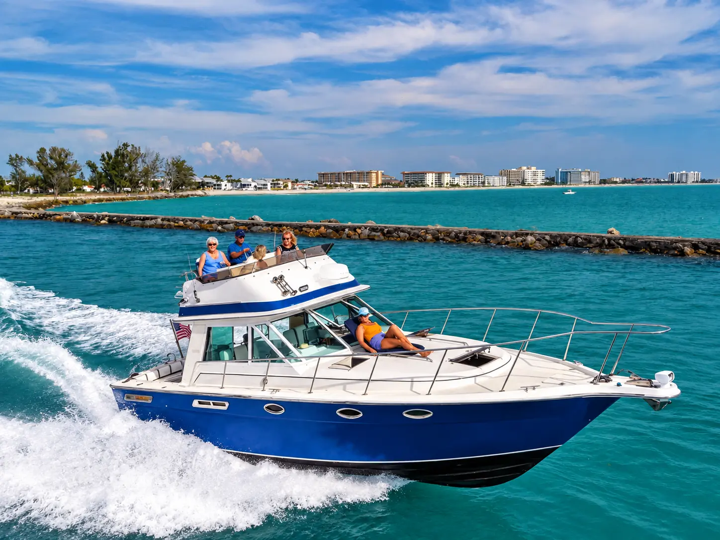 Aquaholic fishing boat underway