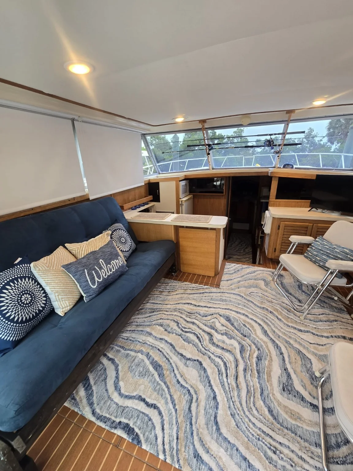 Comfortable salon aboard the Silverton